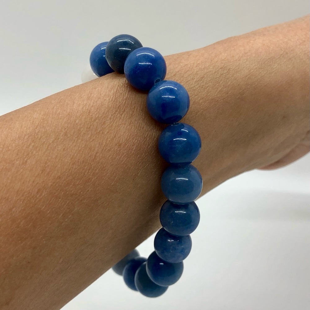 10mm Blue Aventurine Gemstone beaded crystal bracelet - Picture 5 of 5